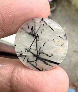 Esfera de Reloj de Cuarzo Rutilado Negro Natural, Esfera Redonda de Piedra Preciosa con Orificio Central, Esfera de Reloj de Piedra de Lujo Personalizada - Product Image 4