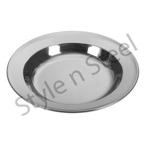 Assiette à soupe profonde en acier inoxydable Assiette à dîner en métal Assiette à soupe profonde en acier inoxydable Assiette à soupe ronde - Product Image 2