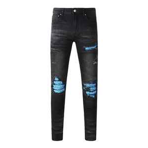 GENERSA SPORTS Jean droit pour homme, style Hip Hop, automne, en tissu mélangé, effet usé, avec élasthanne, taille mi-haute, fermeture boutonnée, léger - Product Image 1