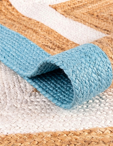 Natural Jute Sky Blue White Border Handmade <b>Runner</b> Rug for <b>Kitchen</b> Hallway Entryway Living Room Farmhouse <b>Floor</b> Carpet Home Deco - Product Image 4