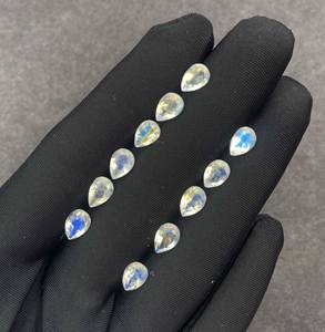 Lote de Piedras Preciosas Sueltas de Piedra Lunar Arcoíris Natural, Corte Pera, 5*7 MM, Certificadas por IGI, para Joyería - Product Image 5
