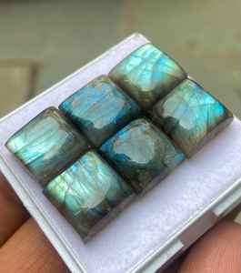 5 cabochons carrés en labradorite naturelle, pierres précieuses de qualité, pierres en vrac pour la fabrication de bijoux - Product Image 4