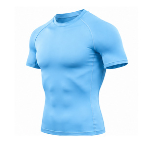 T-shirt de compression pour homme personnalisé, respirant, extensible, pour la gym, le fitness, la course, l'entraînement, la couche de base athlétique, haut OEM - Product Image 5