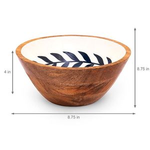 Bol à salade en émail et bois écoresponsable fait main, diamètre 8 pouces, vaisselle durable pour la maison et la restauration - Product Image 2