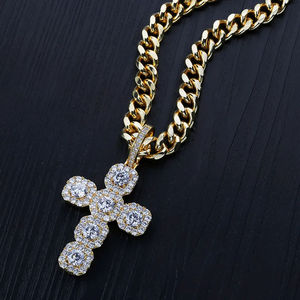 Colgante de Cruz Hindú de Lujo con Piedras de Moissanita de Corte Brillante, Chapado en Rodio, Plata 925, Joyería Unisex para Uso Diario - Product Image 2