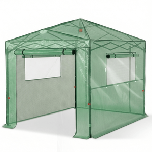 Serra Pieghevole 8x6ft in Rete PE con Struttura in Ferro Verniciato Verde per Giardini - Product Image 1