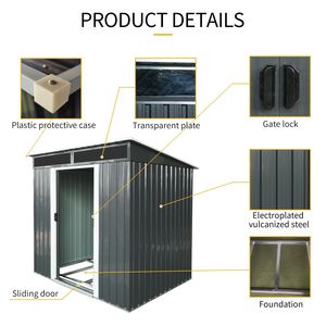 Casetta da Giardino in Metallo 6x5 Piedi con Porte Scorrevoli Chiudibili a Chiave e Pannello Trasparente per Giardino e Prato (Nero e Bianco) - Product Image 4