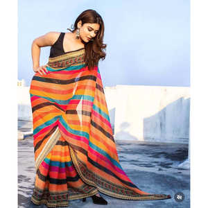 Hermoso Sari con Bordado de Lentejuelas para Fiestas y Clubs - Product Image 1