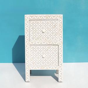 Mesa de Cajones con Incrustaciones de Hueso de ILAHI, Diseño Moderno con Detalles de Ágata, Almacenamiento de Tres Niveles, Mueble Portátil para el Hogar - Product Image 2
