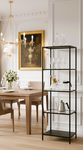 TMG-H114(ECO) Meuble de salle de bain moderne en verre renforcé noir, étagère de présentation multicouche, meuble d'entrée d'appartement, villa, hôtel - Product Image 4