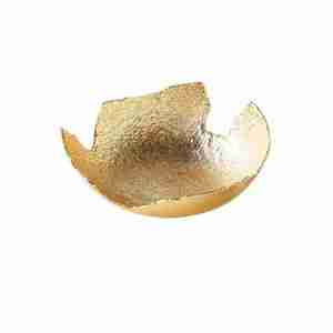 Luxury Gold Leaf Aluminum Bowl Irregular Edge Hammered Metal Decorative Dish for Modern Home Decor and Wedding <b>Table</b> Centerpiece - Product Image 5