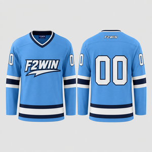 Maillot de hockey sur glace F2WIN pour homme, col en V, manches longues, sublimé, 18 % polyester respirant, coupe régulière adulte, prix de gros - Product Image 3