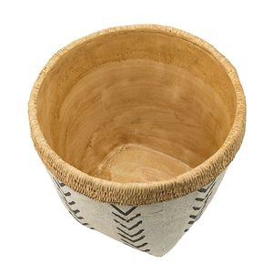 Set di 2 Vasi in Cemento Bianco e Marrone con Motivo a V, 10x8\" e 8x6.5\", Fioriere e Vasi per Piante - Product Image 3