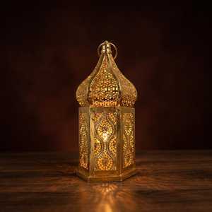 <b>Moroccan</b> Lantern Gold Metal Battery Powered Boho Garden Patio Decor Outdoor Party Lamp Night <b>Light</b> Eid Ramadan Candle Holder - Product Image 4