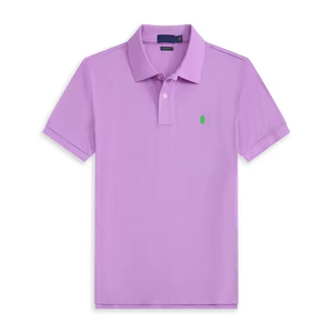 Men's <b>Dark</b> <b>Green</b> Short Sleeve Cotton Pique <b>Polo</b> <b>Shirt</b> Solid Color Casual Breathable Front Logo Design - Product Image 3