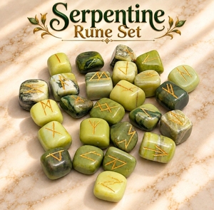 Meilleur ensemble de 25 runes SERPENTINE de guérison, pierres de cristal polies, chakra spirituel, collection bouddhiste - Product Image 6