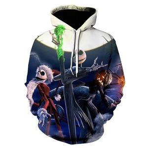 Sweat à capuche d'hiver pour homme Jack Skellington & Sally Puff imprimé, 100 % coton French Terry, coupe classique, avec poches, respirant - Product Image 5