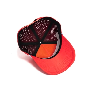OEM Factory Breathable Quick Dry Sweat Wicking Rope Golf Hats 5 Panel <b>Back</b> Buckle Custom Rubber PVC <b>Patch</b> Logo Curved Brim Cap - Product Image 4