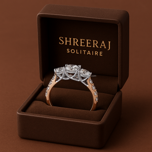 แหวนเพชรโมอิสแท้สามกะรัต3กะรัตแบบดั้งเดิมพร้อมหินกลมสี14K เครื่องประดับทองแท้ชั้นดี - Product Image 3