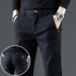 Pantalones Casuales de Algodón Verde Oliva para Hombre, Cintura Elástica, Corte Recto, Bolsillos Laterales, Transpirables, para Otoño - Product Image 2
