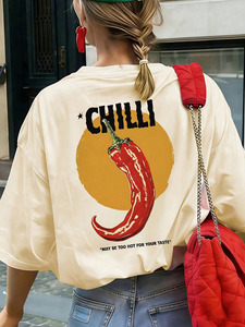 Camiseta de Mujer con Cuello Redondo, Manga Corta, Corte Regular, 100% Algodón Jersey, Estilo Casual Urbano, Transpirable, para Primavera/Verano - Product Image 1
