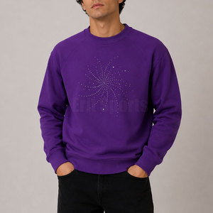 Sudadera Premium de Moda Urbana para Hombre, con Pedrería, para Invierno, Mezcla de Algodón y Felpa Suave, Corte Regular, Manga Larga, Cómoda - Product Image 3