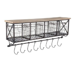 Estante flotante de metal para colgar en la pared, organizador de almacenamiento con ganchos para decoración del hogar. - Product Image 2