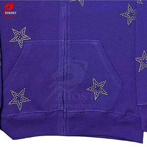 Sudaderas con capucha para hombre estilo streetwear con pedrería y bolsillo canguro, estilo moderno y a la moda, al por mayor. - Product Image 6