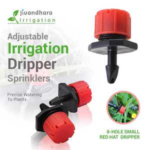 Goutteur réglable 4 sorties en PP noir et rouge 0-70 LPH pour l'agriculture, les fermes, les serres, les pelouses et les jardins domestiques - Product Image 6