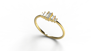 18K Gold Minimalist Graduated Baguette Cut Diamond <b>Ring</b> For Women Baguette Cluster <b>Ring</b> Dainty Multi Stone <b>Stacking</b> Band - Product Image 2