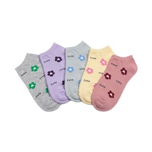 Chaussettes courtes à imprimé floral pour hommes et tout-petits, en coton respirant tricoté, style fin, motif multicolore, pour l'été et le quotidien - Product Image 1