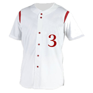 Uniforme de Béisbol Personalizado para Hombre, Camiseta Blanca, Pantalones Grises, Número Rojo 3, Cierre de Botones, Manga Corta, Poliéster Transpirable - Product Image 2