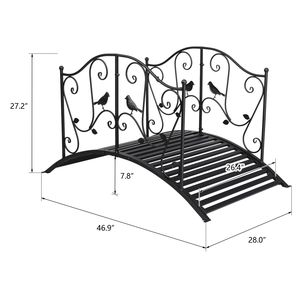 Ponte in Ferro da Giardino 119*67*71cm con Motivo a Uccelli, Ringhiera Arcuata Nera, Ornamento Metallico per Giardino e Casa, Installazione Sospesa - Product Image 4
