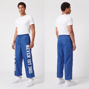 Men Letter Printed Windbreaker Pants Drawstring Waist Workout Pants <b>Waterproof</b> <b>Breathable</b> Hiking Pants Men Rain Wear <b>Trousers</b> - Product Image 3