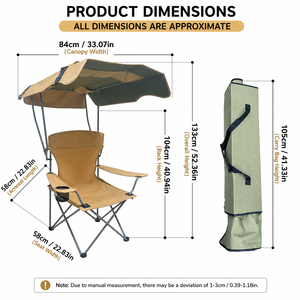Chaise de camping pliante en aluminium portable pour l'extérieur avec auvent pare-soleil, légère et pliable pour la salle de sport et le jardin - Product Image 6