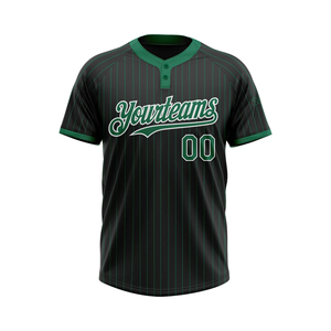 Camiseta de Béisbol Sublimada Personalizada para Mujer, 100% Poliéster, Negra con Rayas Verdes, 2 Botones, Absorbe la Humedad, Talla Grande, Deportiva - Product Image 1