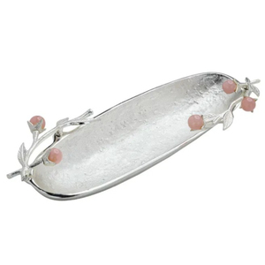 Highest Quality Gold Polished Stainless Steel Serving <b>Tray</b> With Leaf Handle Perfect Decorative <b>Snacks</b> Serving <b>Tray</b> For Home Use - Product Image 4