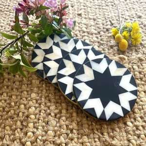 Premium Bone Inlay Coaster Set for Coffee <b>Table</b> and Dining <b>Table</b> - Product Image 2