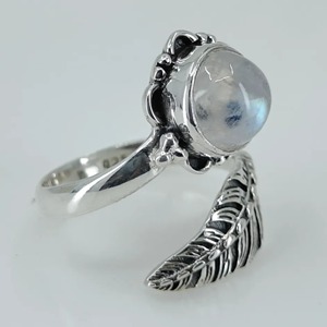 Rainbow Moonstone <b>Ring</b> 925 Sterling <b>Silver</b> Handmade <b>Statement</b> Promise <b>Ring</b> for Women Boho Round June Birthstone Jewelry - Product Image 4