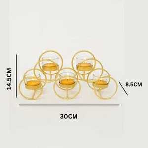 Golden Lumi Aluminum <b>Tea</b> <b>Light</b> Holder Set 5 Interlocking Rings Heat Resistant Eco-Friendly Home Decoration Wedding Candle Stand - Product Image 3