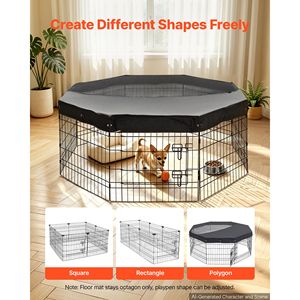 Recinto per Cani Pieghevole a 8 Pannelli da 24 Pollici con Copertura Superiore, Recinzione Metallica per Esercizio Indoor per Animali Domestici - Product Image 6