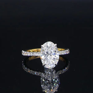 Bague de fiançailles en diamant cultivé en laboratoire certifié IGI CVD HPHT, or blanc massif 14k 18k, taille ovale, bijoux de mariage pour femmes - Product Image 1