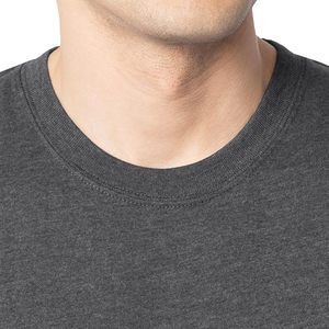 Camiseta de manga larga para hombre, color gris sólido, cuello redondo, informal, transpirable, 100% algodón, ecológica - Product Image 6