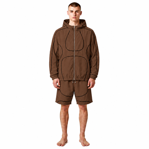 Ensemble deux pièces unisexe personnalisé style streetwear printemps, survêtement coupe-vent en nylon motif léopard style urbain lourd - Product Image 2