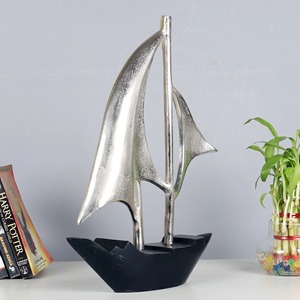Wooden Base Sail Boat Sculpture Nautical Theme <b>Table</b> <b>Decor</b> Perfect for Living Room Office and Study Room Styling From India - Product Image 3