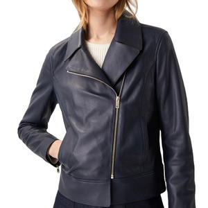 New Women's Genuine Sheep Skin Leather Motorcycle Jacket with Bold Plaid Design Breathable & Durable Leather jackets - Product Image 1