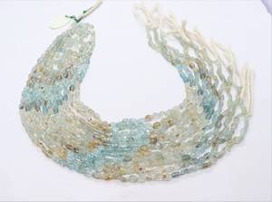 Cuentas ovaladas talladas a mano en tono aguamarina AAA de 5x7-6x8 mm, cuentas de piedras preciosas de aguamarina de 14 pulgadas para la fabricación de joyería. - Product Image 5