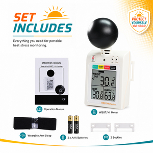 เครื่องวัดดัชนีความร้อนแบบ 2-in-1 WBGT + HI พร้อมตัววัดอุณหภูมิแบบ Wet Bulb Globe แสดงระดับอันตรายพร้อมสัญญาณเตือนเสียง - Product Image 3