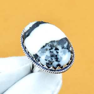 Anillo Ovalado de Turquesa Buffalo, Plata de Ley 925, Joyería Bohemia Hecha a Mano, Anillo para Mujer, Venta al por Mayor - Product Image 1