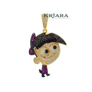 Colgante de Moissanita Chapado en Oro de 18K con Diseño de Dibujos Animados, Corte Brillante Redondo, Microincrustaciones, Estilo Hip Hop, Unisex, para Uso Diario - Product Image 5